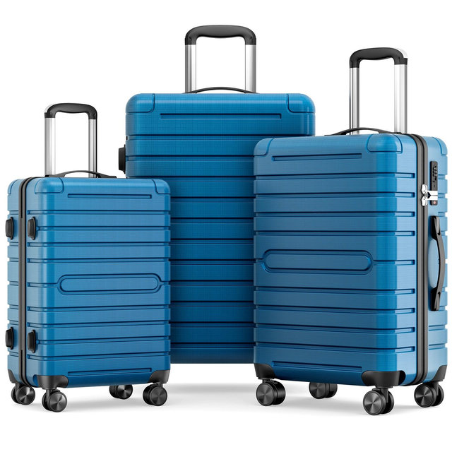 SUGIFT 3 Piece Hardside Luggage Set with Spinner Wheels, TSA Locks, Lightweight ABS+PC Suitcases for Travel, Business, Family Trips