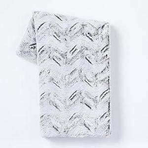 Faux Fur Chevron Throw, Stone White