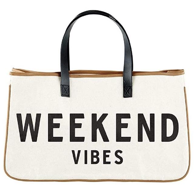 Santa Barbara Designs Brunch Cotton Canvas Fabric Getaway Tote Handbag 20 x 11 Black and White