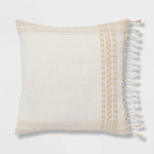 Square Woven Pattern Tassel Decorative Throw Pillow Natural - Threshold™