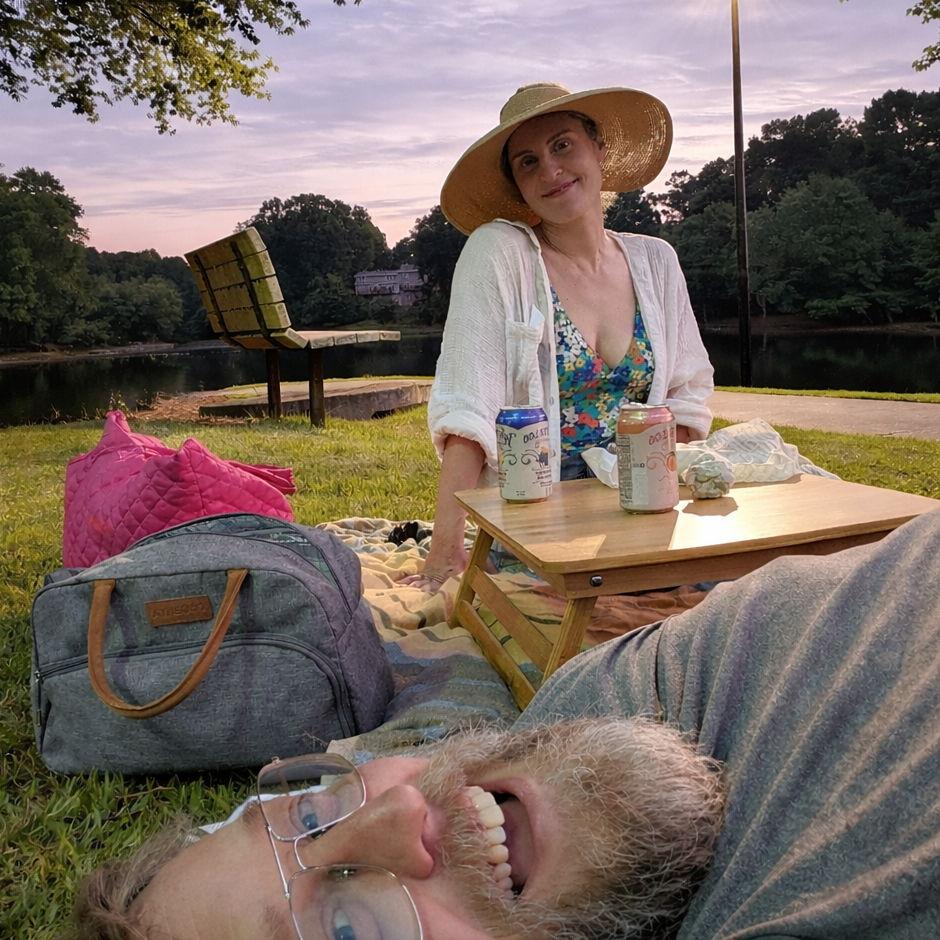 Picnic by the neighborhood lake
