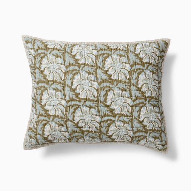 Lennon Floral Reversible King Sham, Celadon