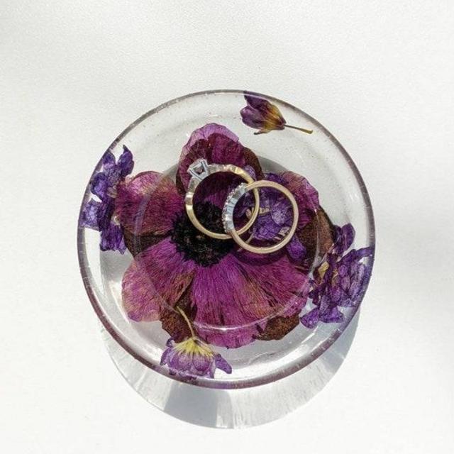 Custom Pressed Wedding Flower Ring Dish Reservation