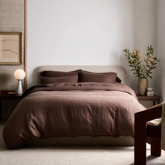 European Linen Duvet Cover Set - Espresso