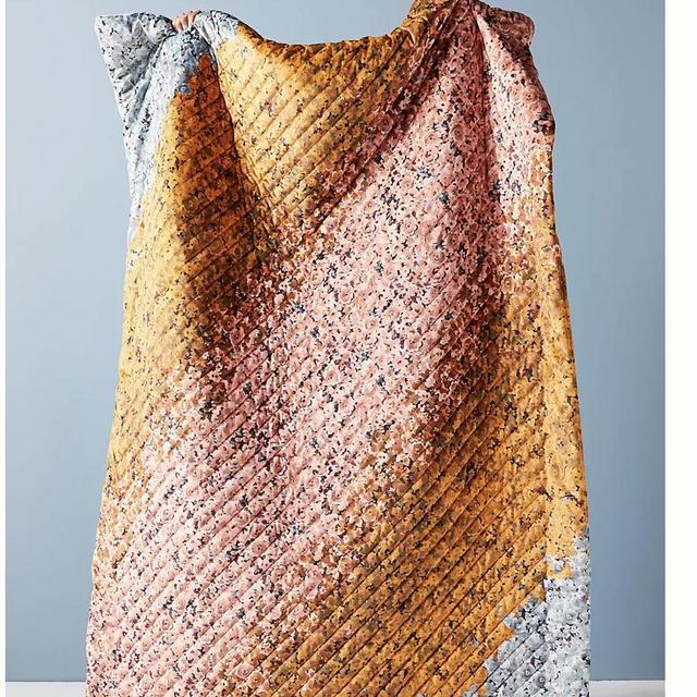 Anthropologie Wildflower Velvet Throw Blanket
