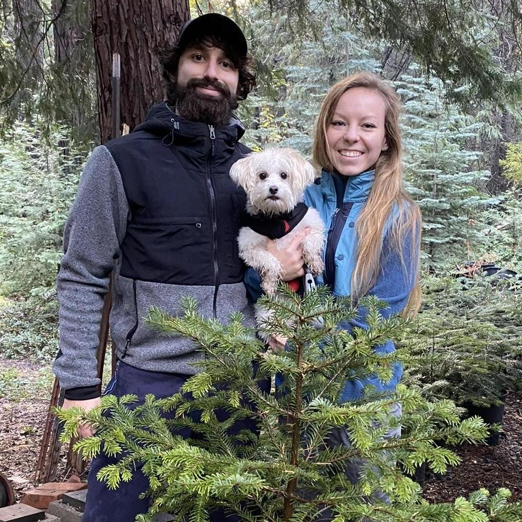 Nick, Courtney, and Cali getting their Christmas tree,  2020