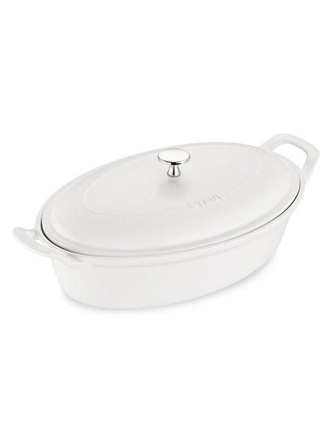 Staub Oval Ceramic Covered Baking Dish in Matte White