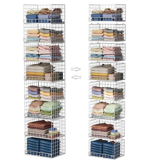 Yociyoga 8-Tier Stackable Closet Organizers and Storage Shelves, Foldable Closet Shelf Organizer, Stackable Storage Bins Drawers for Closet Organizer System, White(Patent Pending)