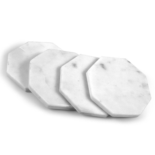 Mela Artisans White Marble Coaster Set of 4