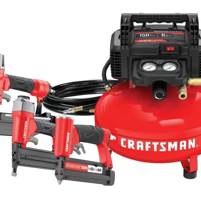 Shop CRAFTSMAN CRAFTSMAN 6-Gallon Single Stage Portable Corded Electric Pancake Air Compressor with Accessories (3-Tools Included)