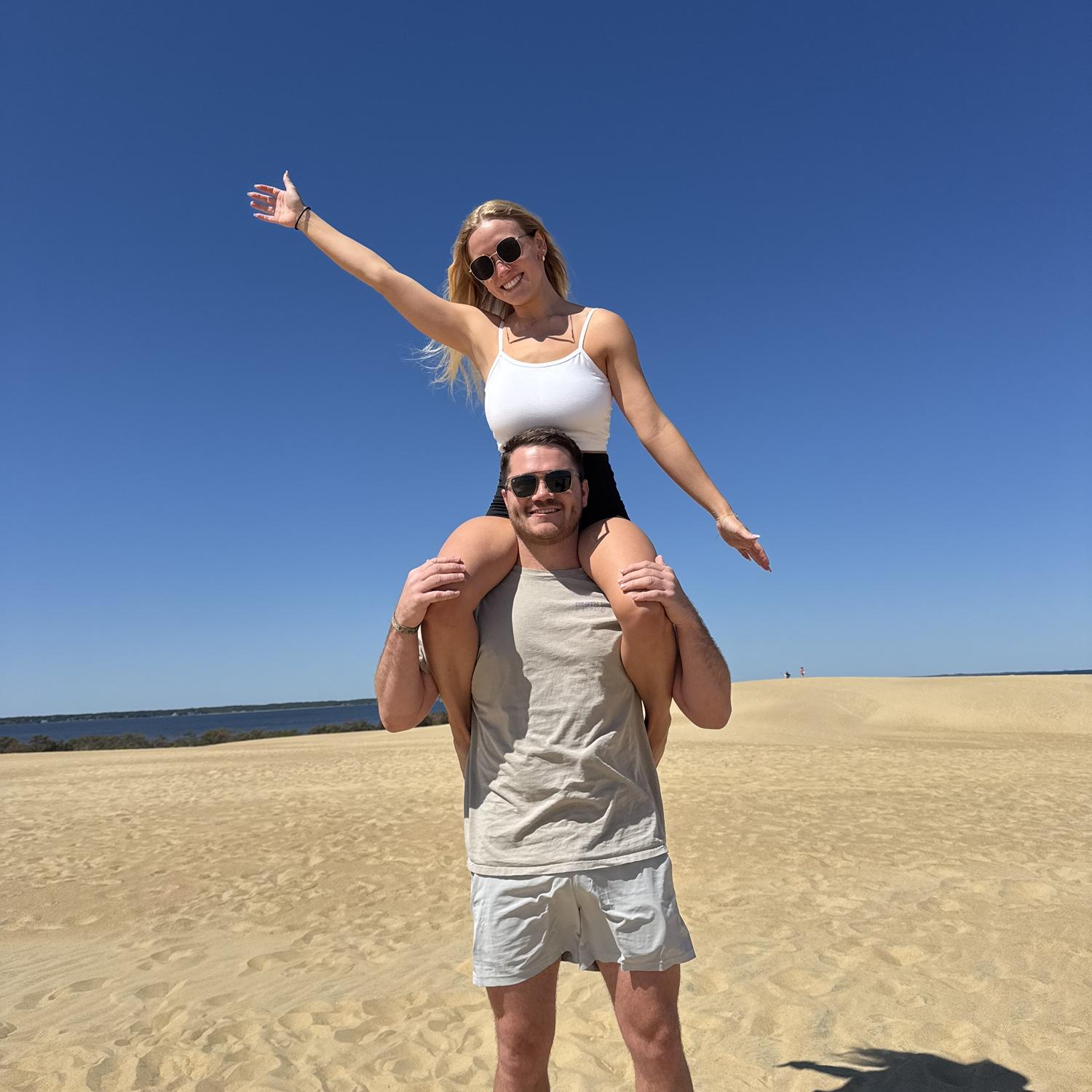 Sydney & Mason on a couple’s trip they took to Outer Banks, North Carolina in April 2025