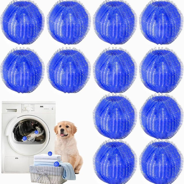 Pet Hair Remover for Laundry, Reusable Dog & Cat Hair Remover Tool, Effectively Removes Pet Hair, Lint and Dander from Bedding and Clothing, Suitable for Washing Machines, Dryers -12PCS