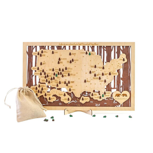National Park Map (Personalized Couples Names - Bear Map)