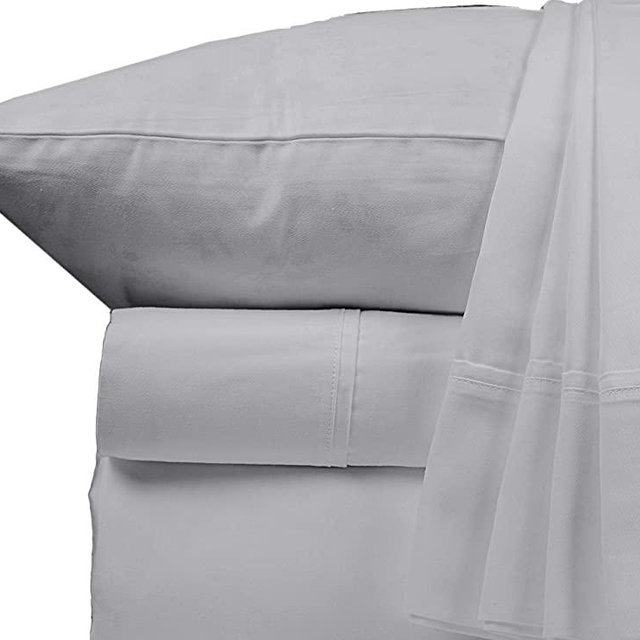 Bluemoon Homes Luxurious 1000 Thread Count Italian Finish 100% Egyptian Cotton 4-Piece Bed Sheet Set, Fits Mattress Up to 18 inches Deep Pocket, Solid Pattern (Color - Silver Grey, Size - King).