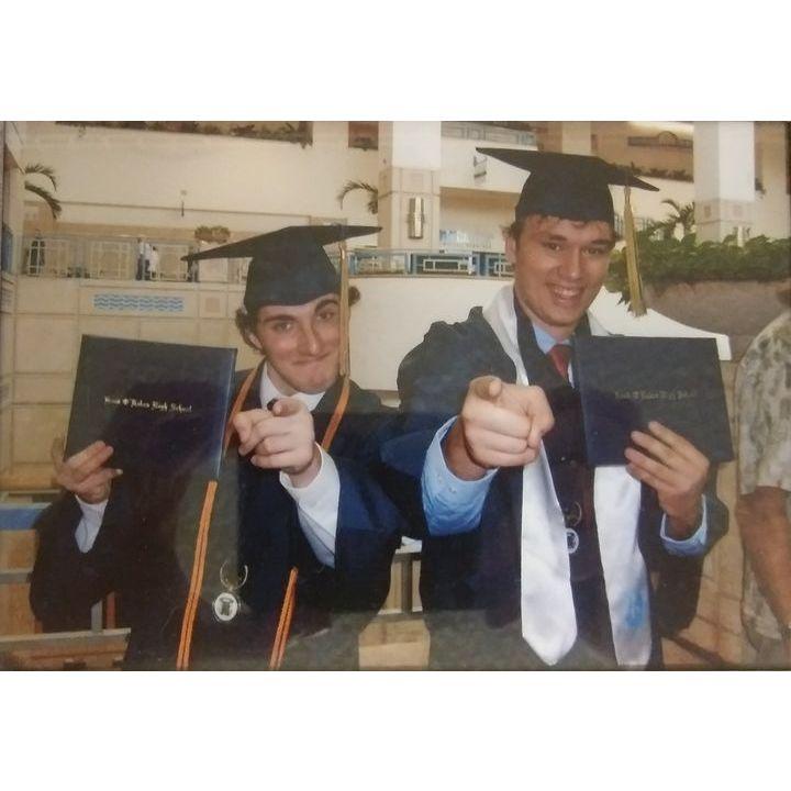 Sean at his high school graduation with his best bro for life, Steven, 2012