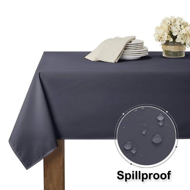 RYB HOME Waterproof Tablecloth for 6 ft Rectangle Table Stain Resistant, Wrinkle Free and Spillproof Washable Polyester Table Cover Dining Buffet Banquet Restaurant, 60 x 84 inch, Grey