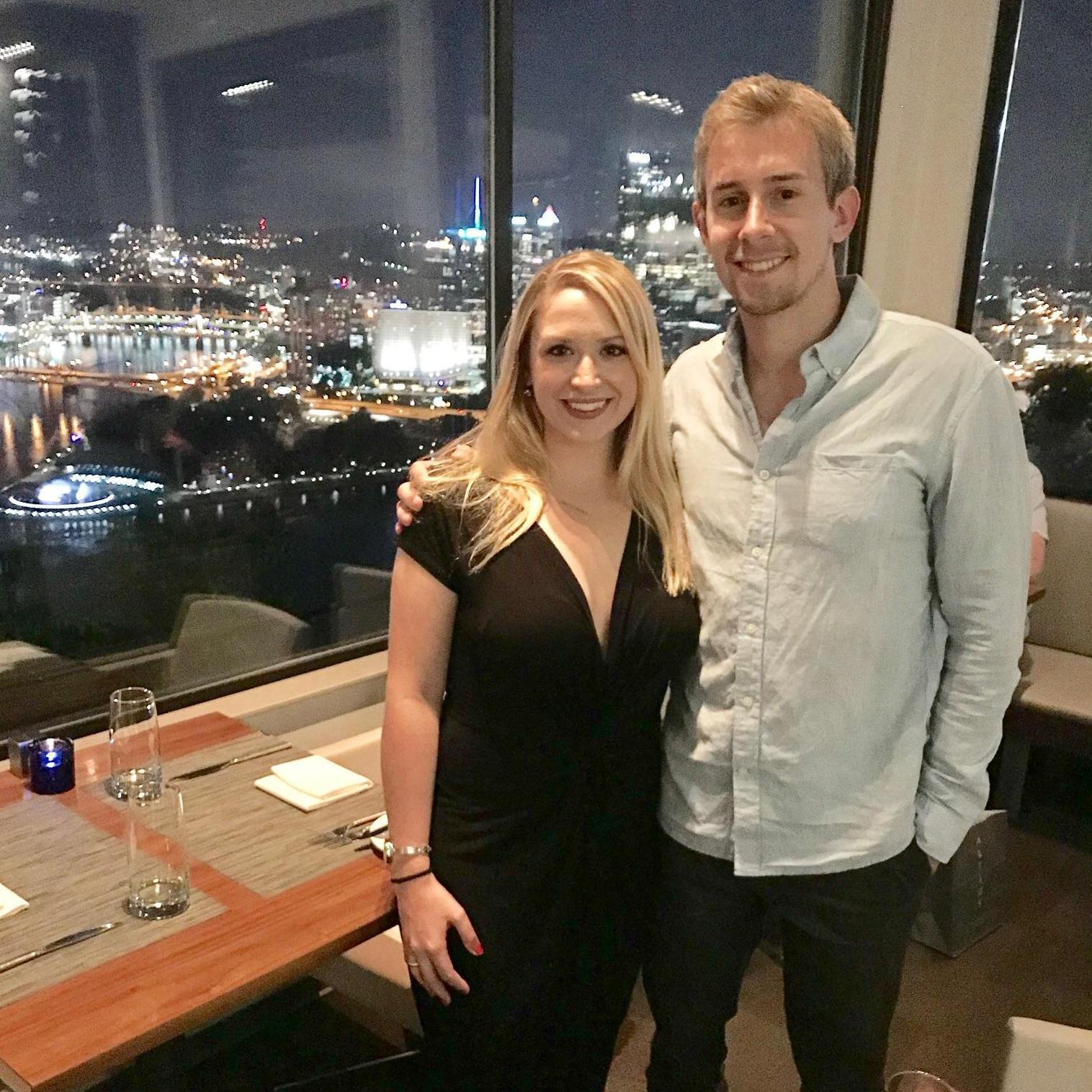 Dinner overlooking the city skyline to celebrate our move to Pittsburgh!
