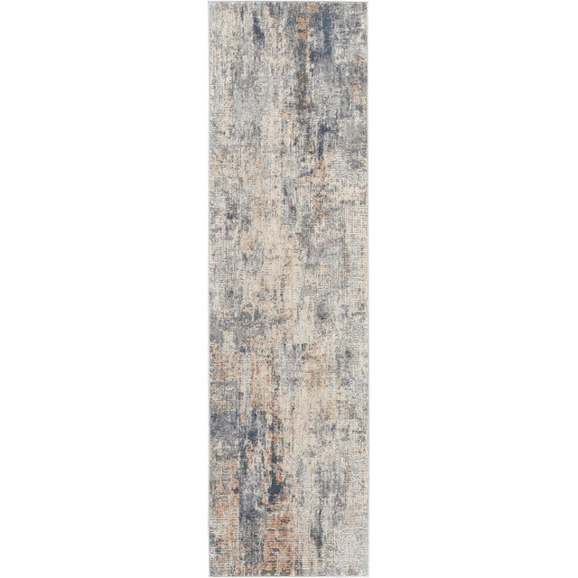 Nourison Home Rustic Textures RUS01 Gray and Beige 2'2" x 7'6" Runner Rug