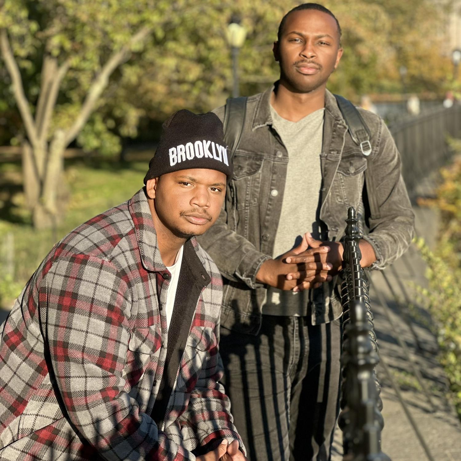 The groom and best man, Jalen, in Central Park NYC