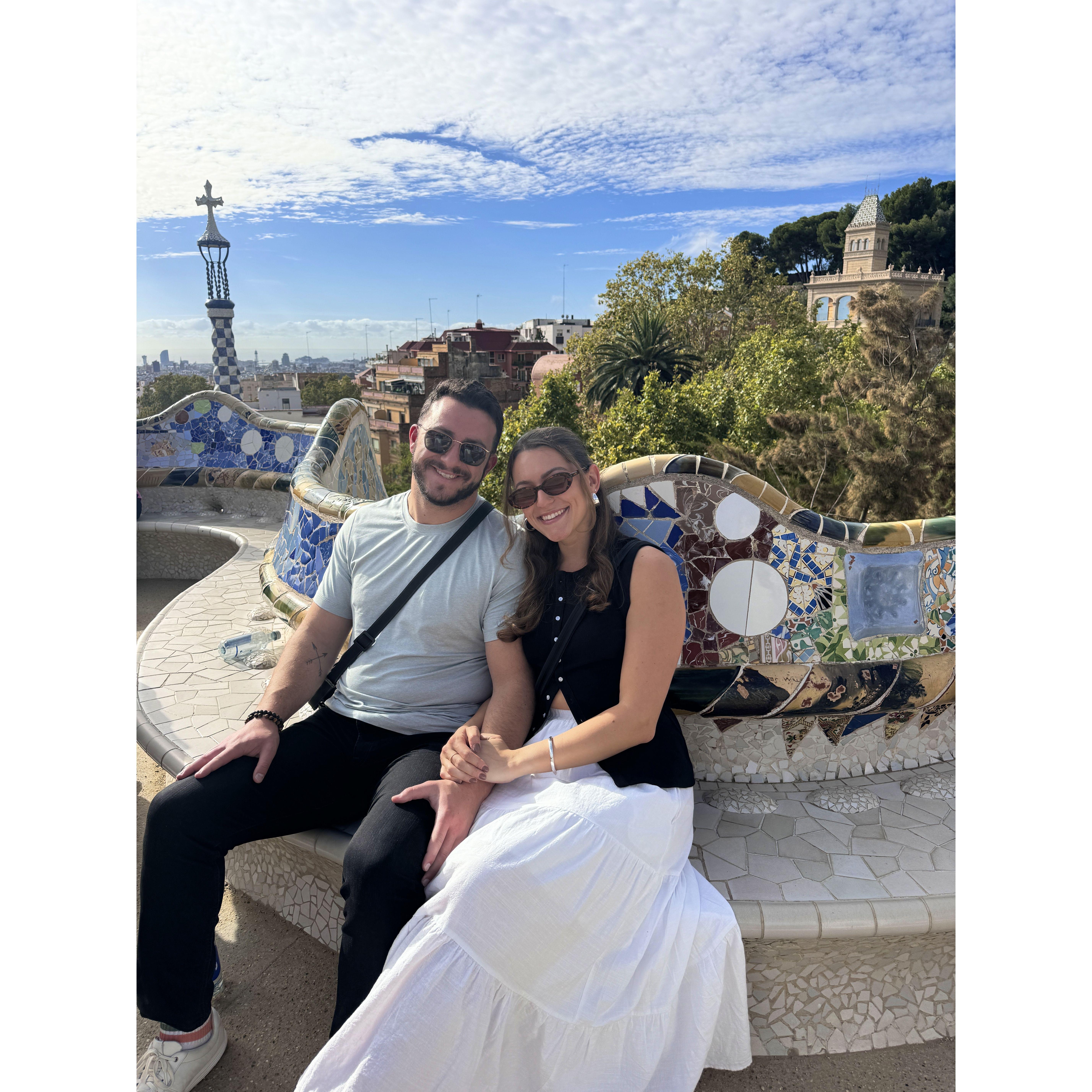 We had to sit on the famous mosaic snake bench in Park Güell in Barcelona, Spain! Taken during our trip to Europe in 2024.