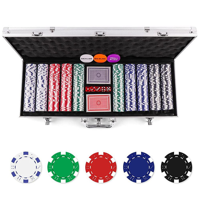 Homwom Casino Poker Chip Set - 500PCS Poker Chips with Aluminum Case, 11.5 Gram Chips for Texas Holdem Blackjack Gambling (500pcs)