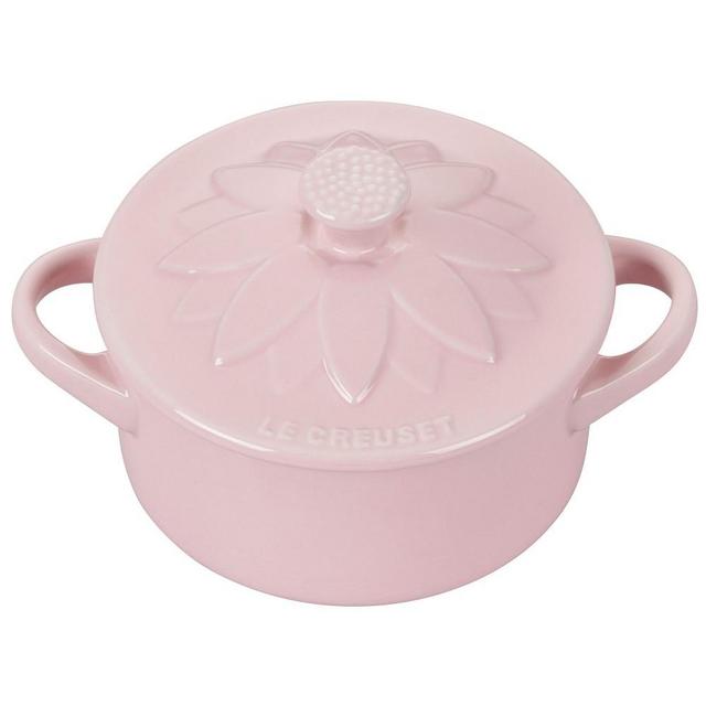 Le Creuset Stoneware Mini Round Flower Cocotte, 8-Oz., Chiffon Pink