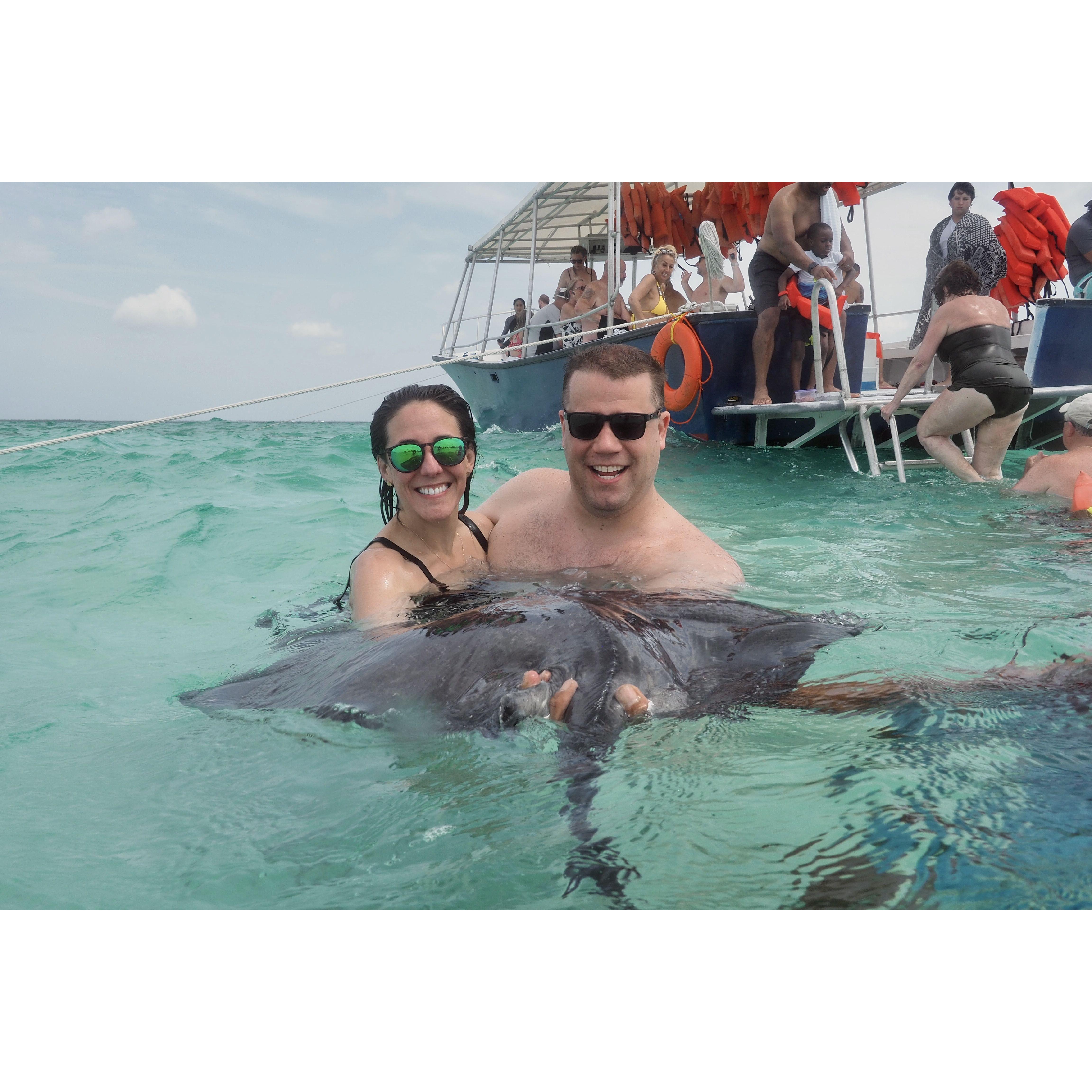 Another amazing trip, kissing a stingray is "supposed" to be good luck; Grand Cayman May '22