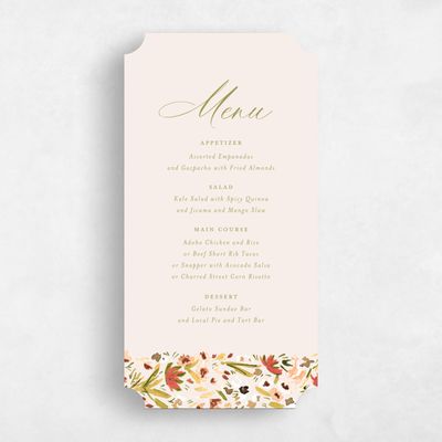 Beige Ticket Wedding Menu - Giverny