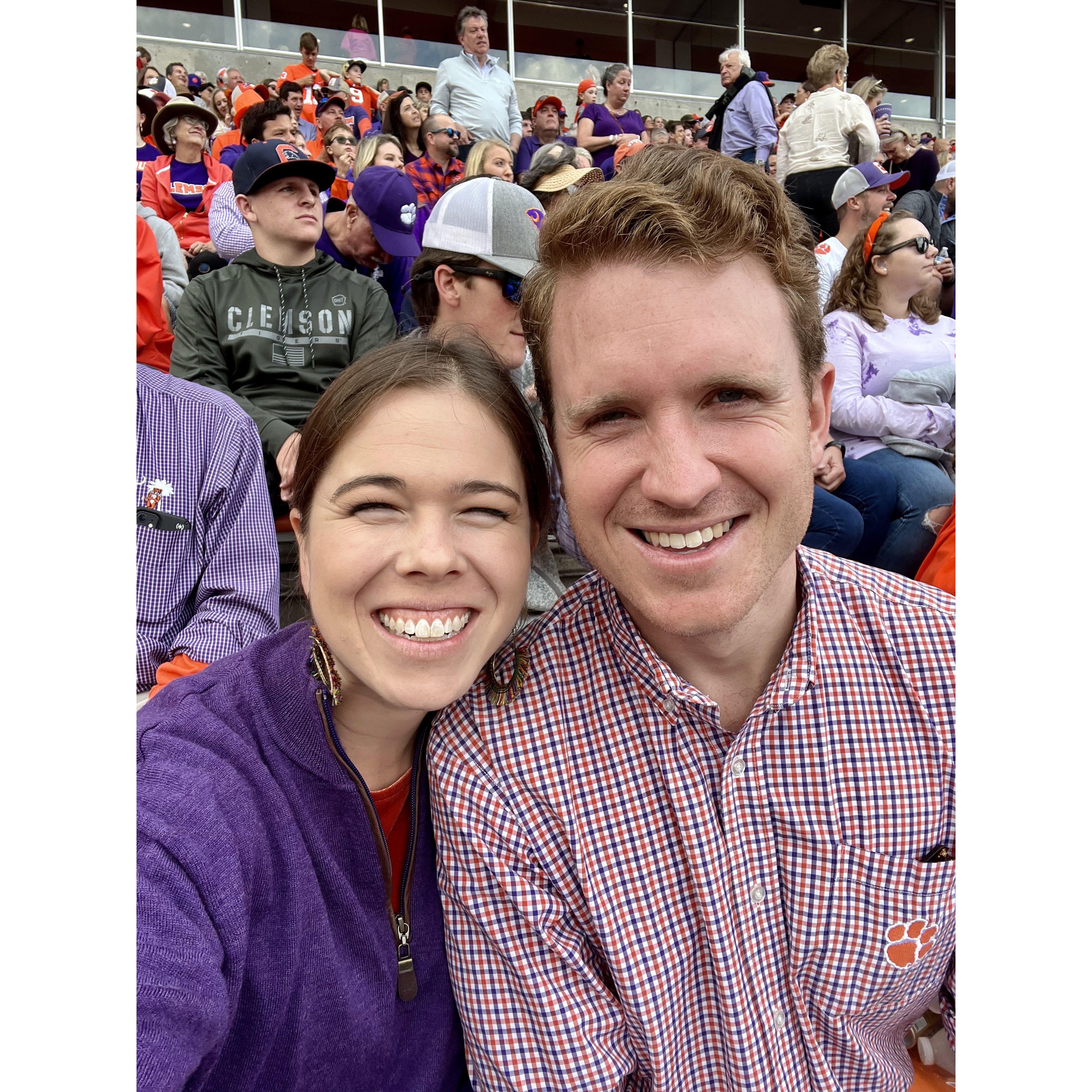 October 2022: Jessica learning to like Clemson football