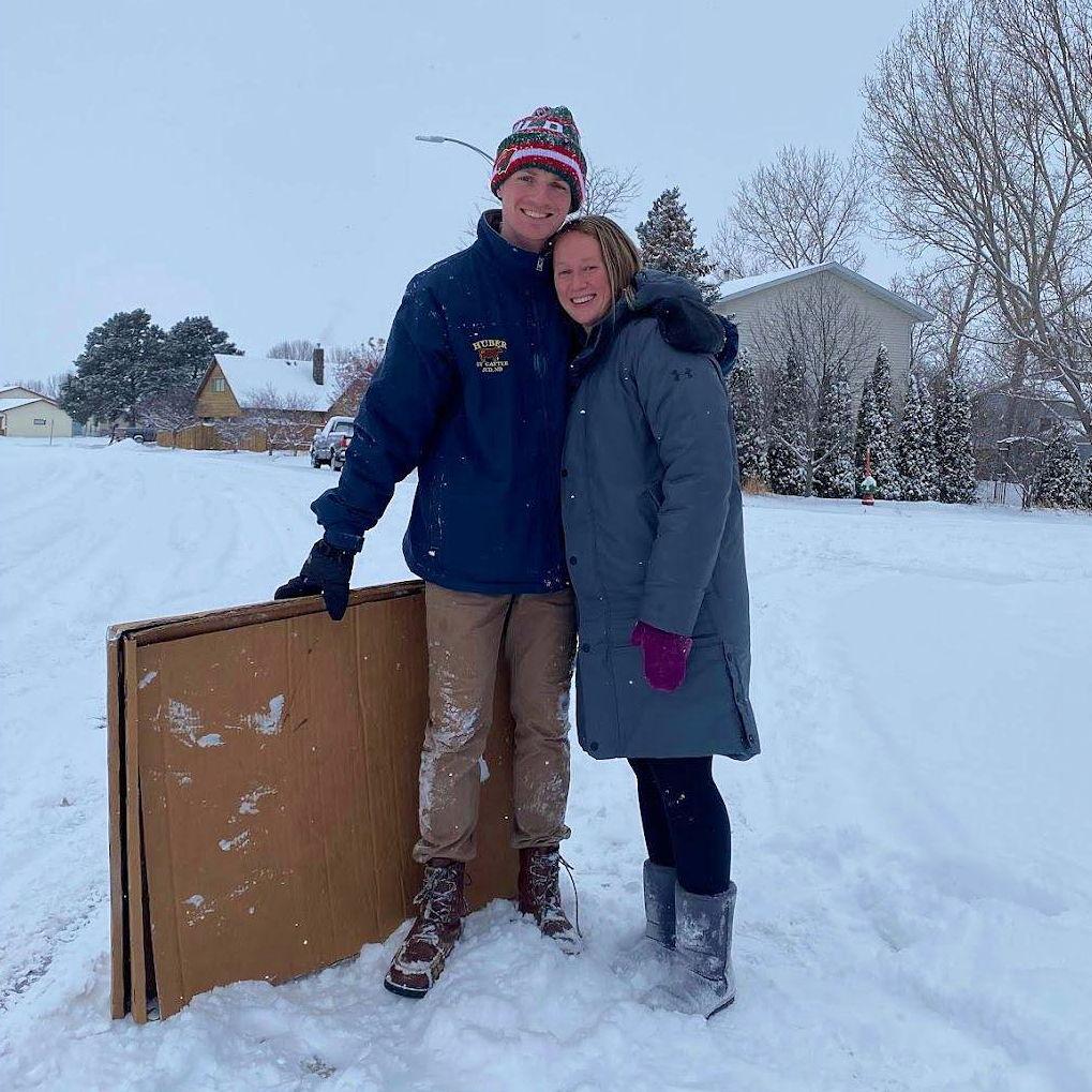 ev and carly "sledding" in ND