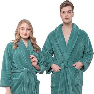 Colonial Blue - American Soft Linen Warm Fleece Robe, Mens and Womens Robe Fuzzy, 1 Piece Unisex Plush Adult Bathrobe for Bathroom