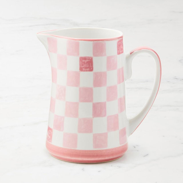 MacKenzie-Childs Stoneware Check Picher, Pink