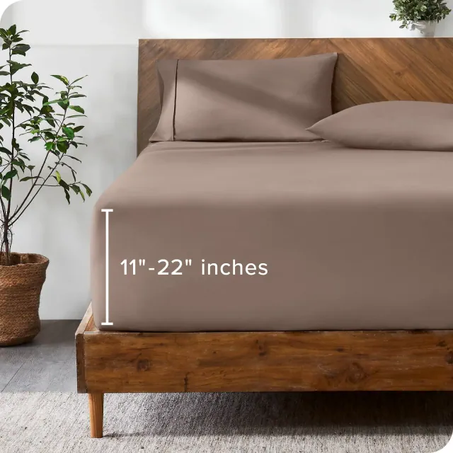 22 Inch Extra Deep Pocket Ultra-Soft Easy Care Fitted Sheet by Bare Home - Full, Taupe