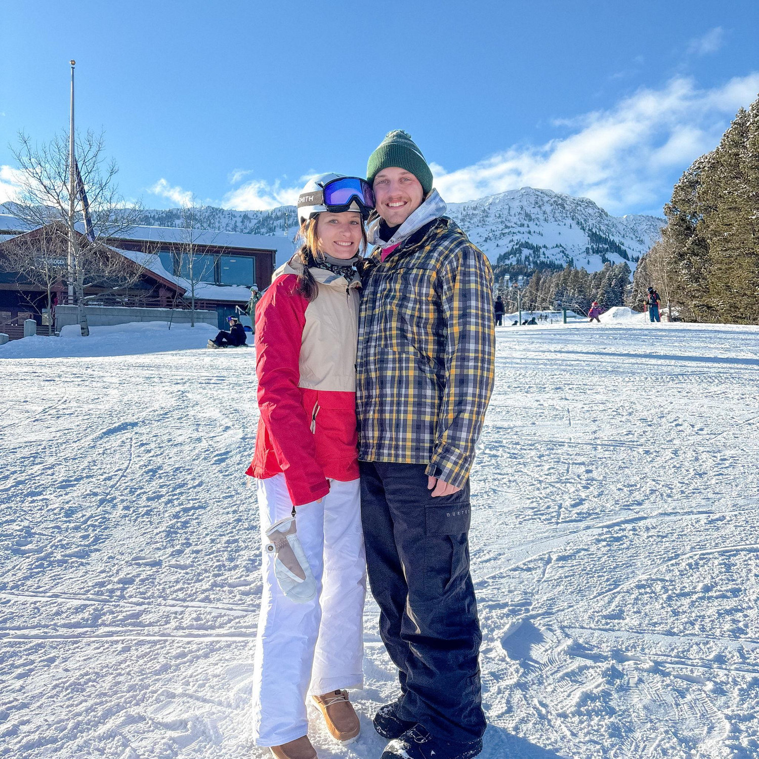 Our first snowboarding adventure (Jaxon watching Josey fall)