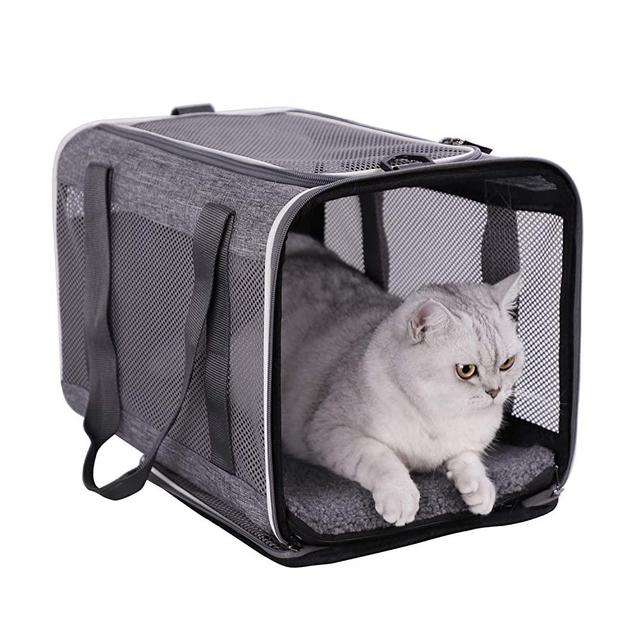 petisfam Top Load Pet Carrier for Large and Medium Cats, Small Dogs. Easy to get cat in, Carry, Storage, Clean and Escape Proof