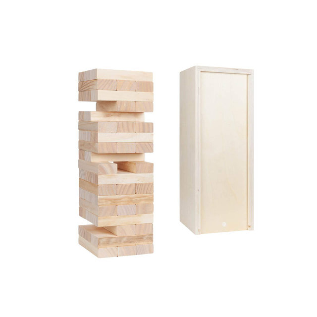 WE Games Wooden Blocks Stacking Tower Game with Wooden Box, 12 in.