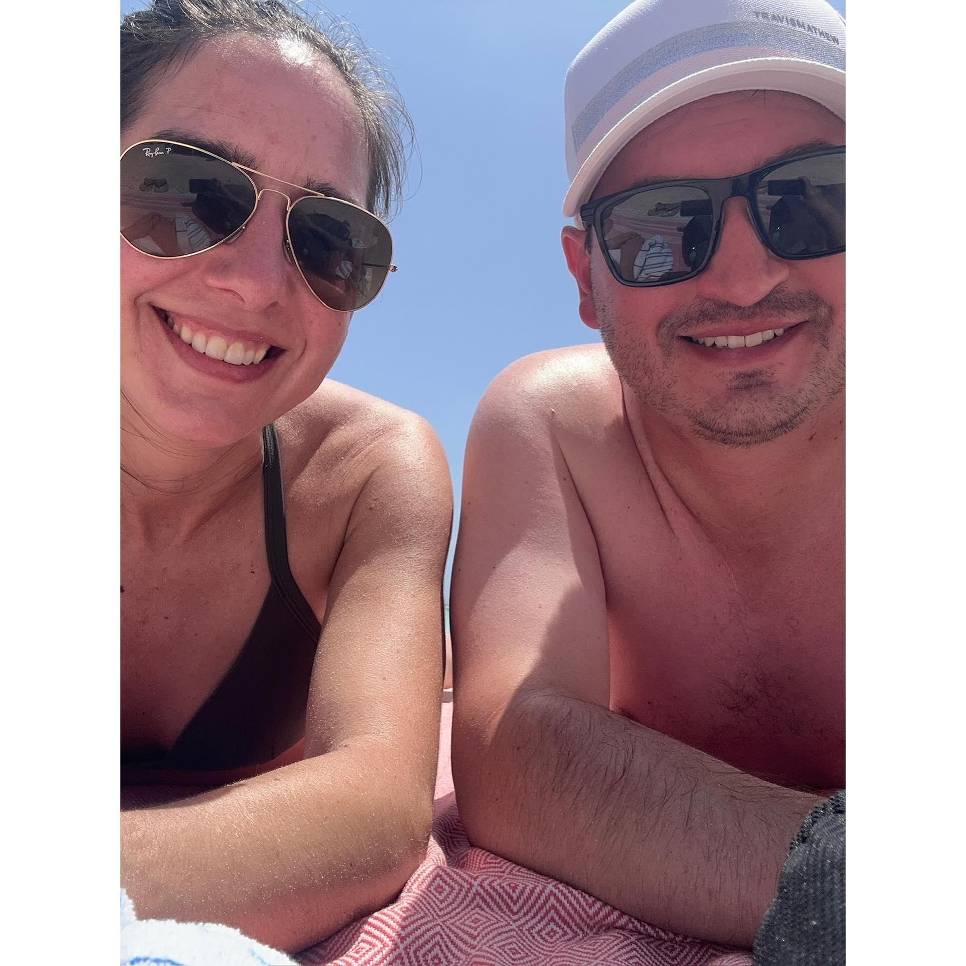 Lounging on the beach!