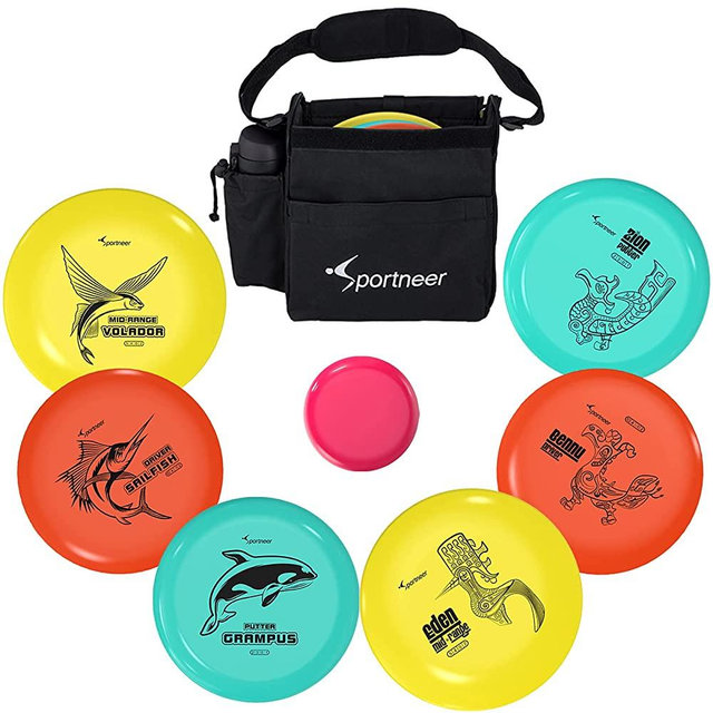 Sportneer Disc Golf Starter Set | Beginners Golf Starter Set | Disc Golf Set with 6 Discs-2 Pcs Mid Range, 2 Pcs Driver, 2 Pcs Putter, Include Starter Disc Golf Carry Bag for Outdoor & Backyard