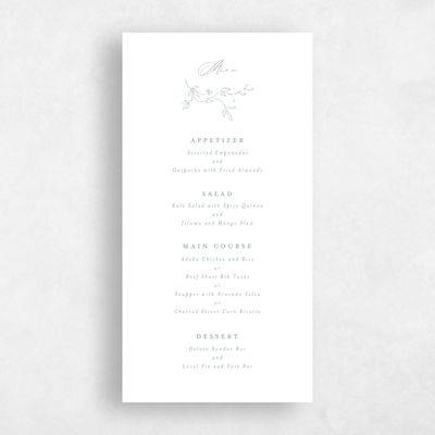 White Wedding Menu - Sequoia
