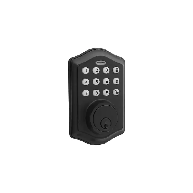 Honeywell Matte Black Single Cylinder Electronic Deadbolt Lighted Keypad