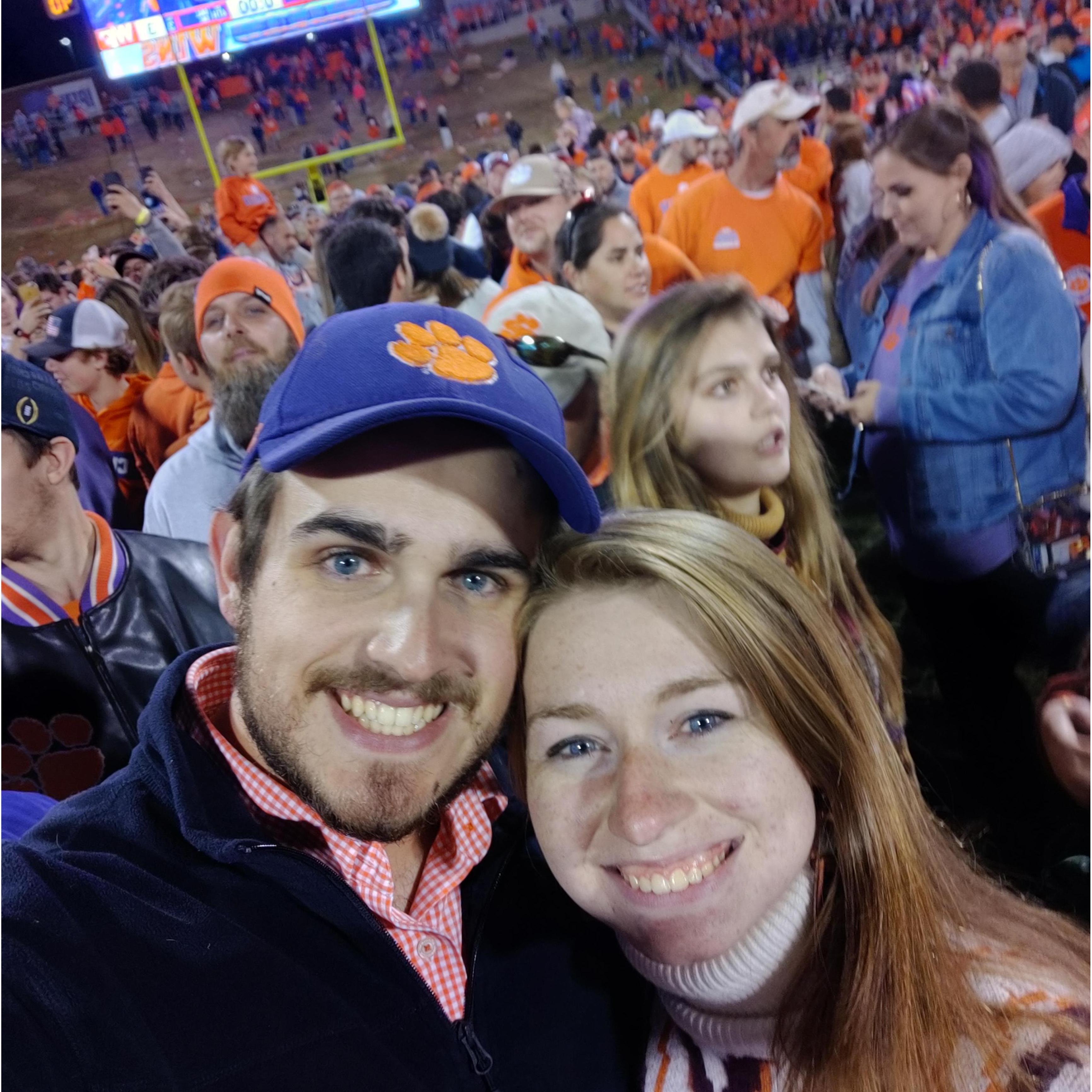 Storming the field after a Clemson football victory!