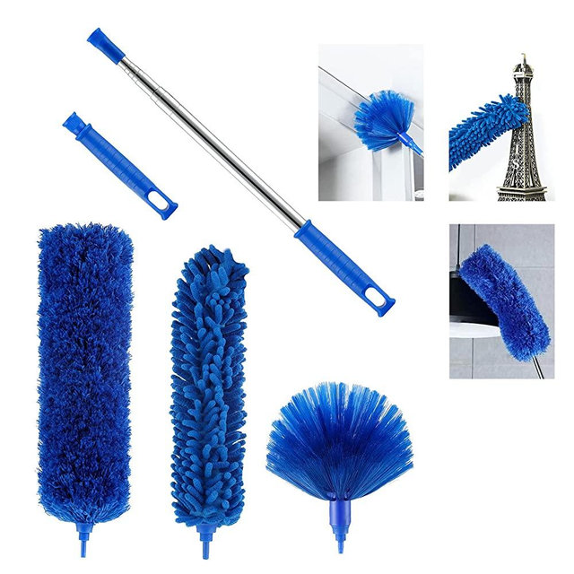 Microfiber Dusters w 2 Handle Sets, Durable 15~100 Inchs Long Telescopic Rod, Washable, Feather Dusters for Cleaning Cobweb, Ceilings Fans (3 Pack)…