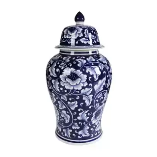 Copper Grove Erts Blue and White Ginger Jar (18 in.)