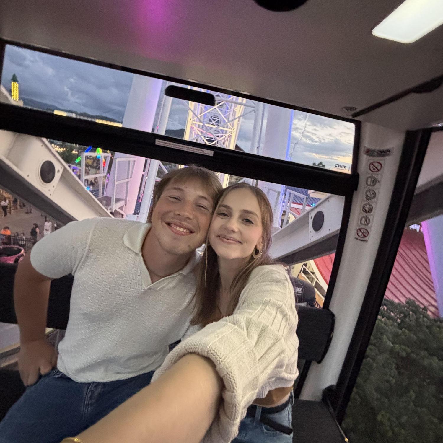 The night we got engaged - on the Ferris wheel, because we had our first kiss on a Ferris wheel.