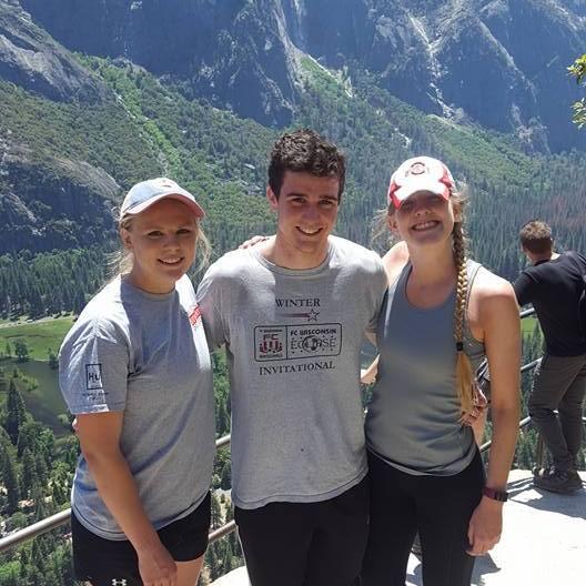 Hiking to the top of Yosemite Falls! This is shortly after the three of us met in California