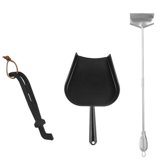Ash Removal Pan and Ash Tool Poker for Big Green Egg, Kamado Joe, Pit Boss, Louisiana, Grill Dome, Vision Grills, Char-Griller Kamado/Ceramic Grill, w/Universal Cast Iron Cooking Grate Lifter