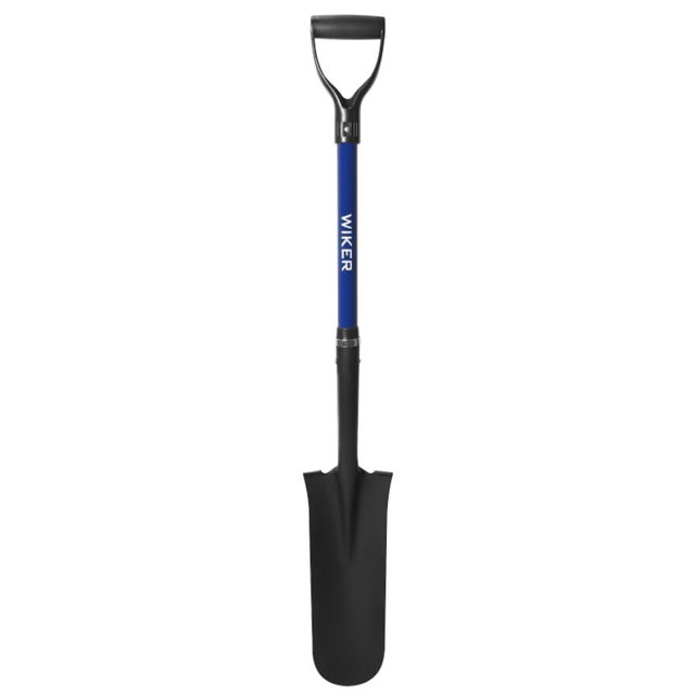WIKER Spade Shovel,Sharp Shooter Shovel,Shovels for Digging,Planting,Trenching,Gardening,Drain Spade with Fiberglass Handle Heavy Duty,Blue,45 inches