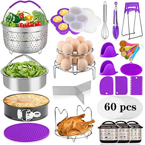 100 PCS Accessories for Instant Pot 6 qt 8 quart-2 Steamer Baskets Egg Rack  Mold