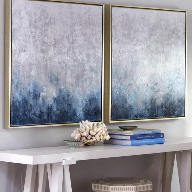 "Frost on Sapphire" Original Painting, 2-Piece Set