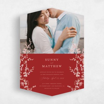 Red Diamond Wedding Invitation - Sakura Photo